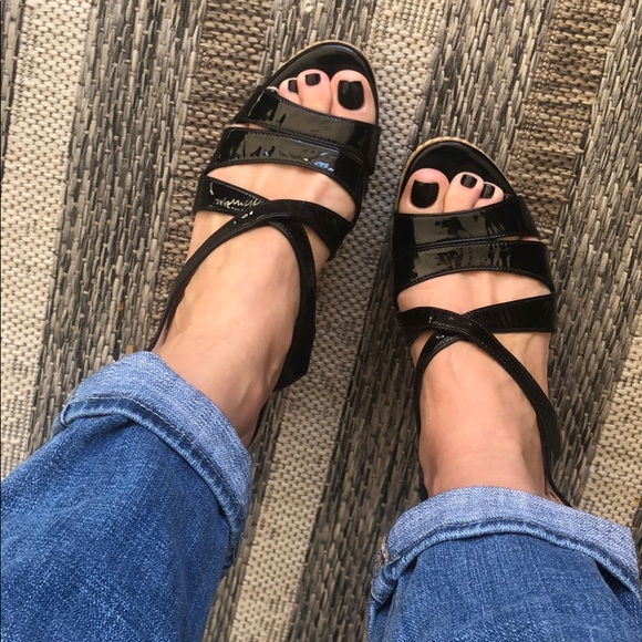 PRADA Patent Leather Cork Platform Wedge Sandal 37 - Picture 3 of 8